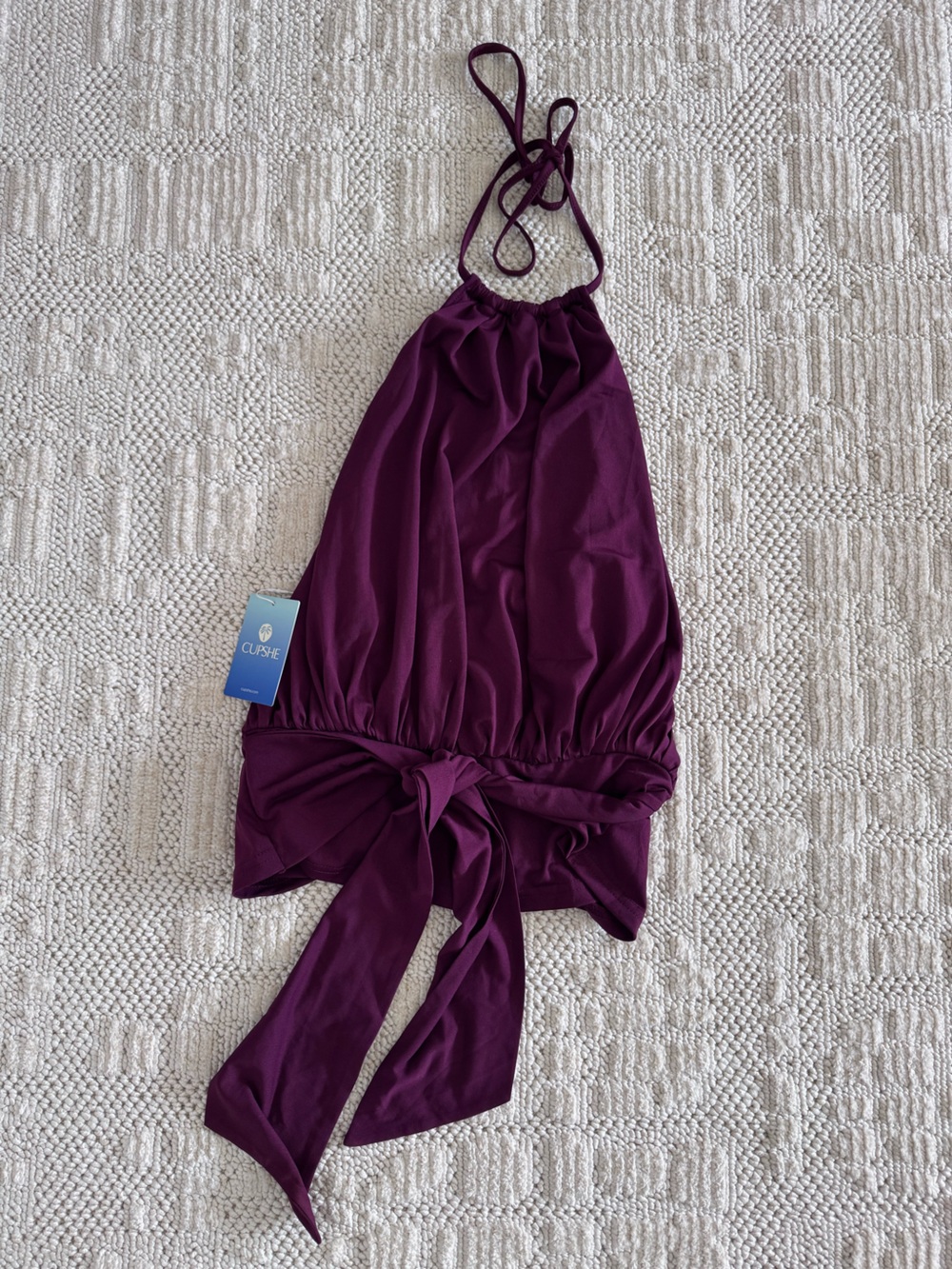 Cupshe Deep Plum Twist-Front Blouse